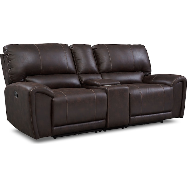 Living Room Furniture - Gallant 3-Piece Manual Reclining Sofa with Console