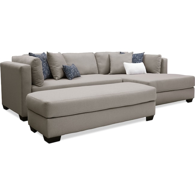 Living Room Furniture - Rosalyn 2-Piece Sectional with Chaise and Ottoman