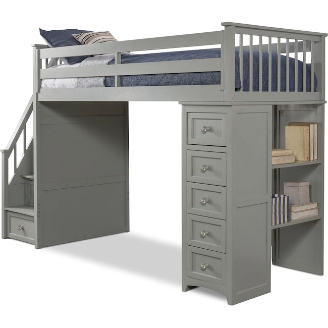 Kids Furniture - Flynn Loft Bed with Storage Stairs and Chest