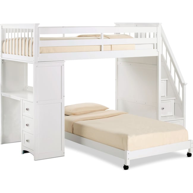 Kids Furniture - Flynn Loft Bed with Storage Stairs and Desk