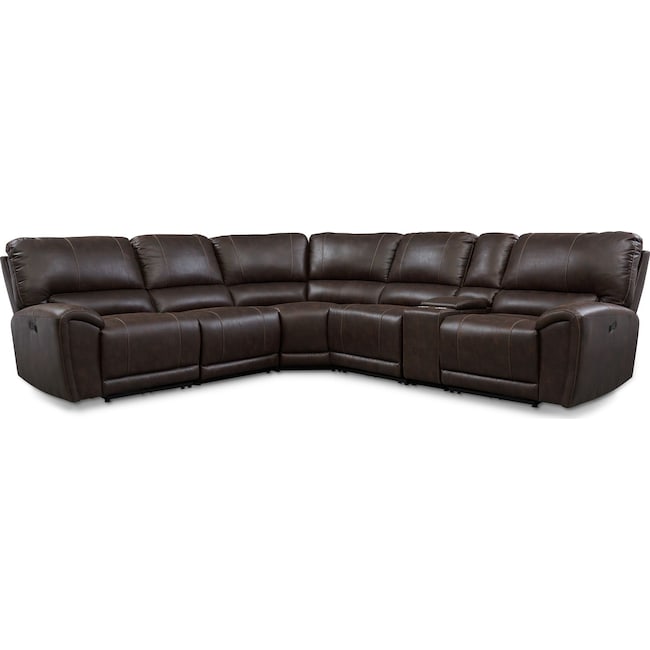 Living Room Furniture - Gallant 6-Piece Manual Reclining Sectional with 3 Reclining Seats