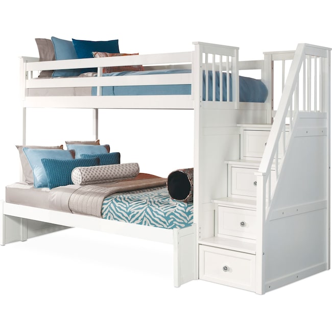 Kids Furniture - Flynn Bunk Bed with Storage Stairs
