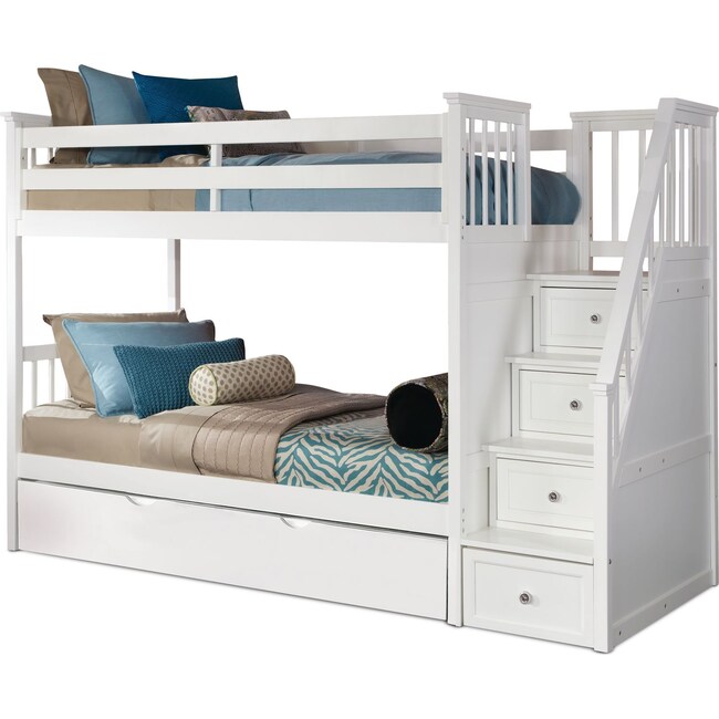 Kids Furniture - Flynn Trundle Bunk Bed with Storage Stairs