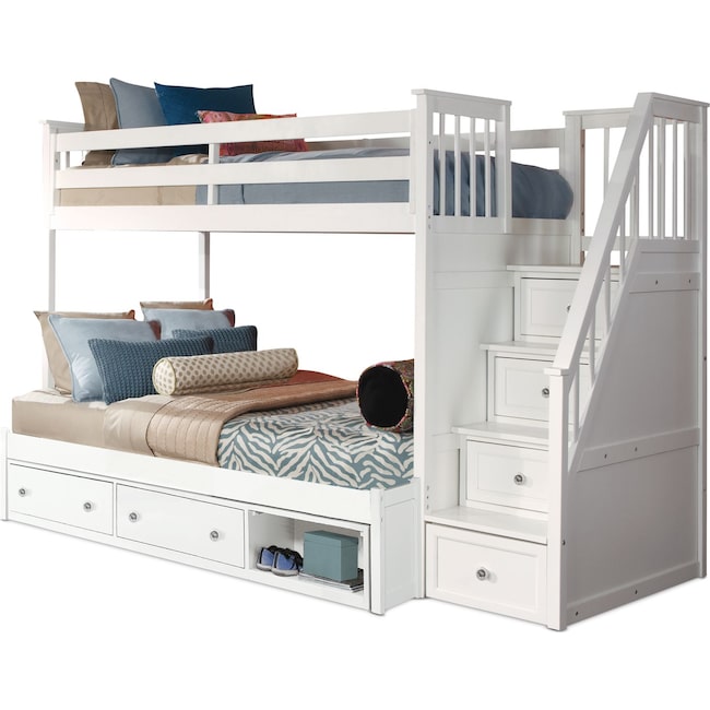 Kids Furniture - Flynn Storage Bunk Bed with Storage Stairs