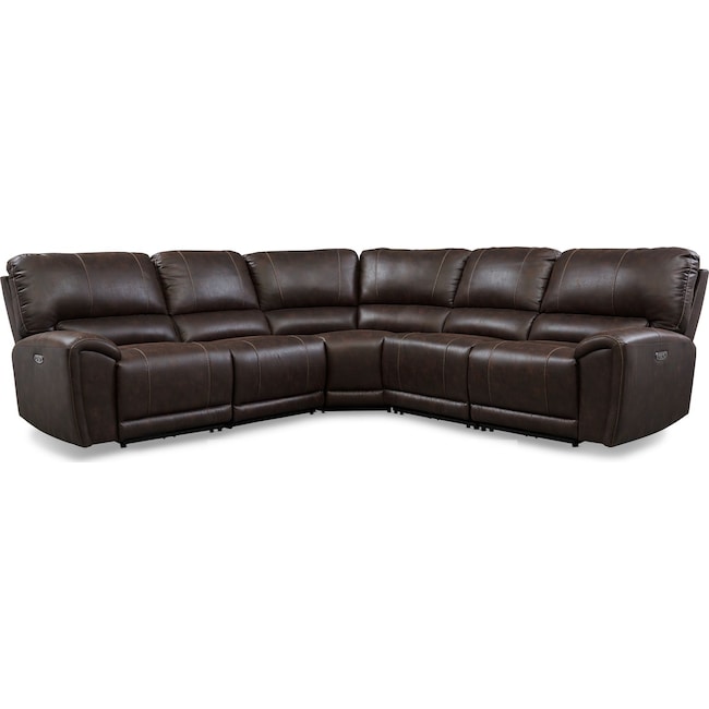 Living Room Furniture - Gallant 5-Piece Dual-Power Reclining Sectional with 3 Reclining Seats