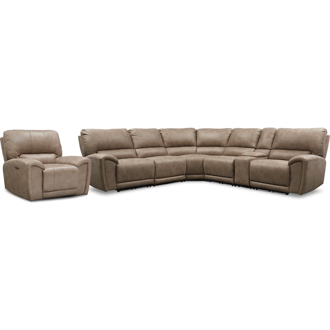 Living Room Furniture - Gallant 6-Piece Dual-Power Reclining Sectional and Recliner Set