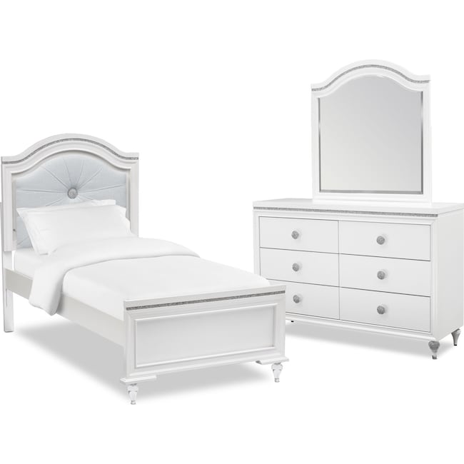 Kids Furniture - Sophia 5-Piece Bedroom Set with Dresser and Mirror