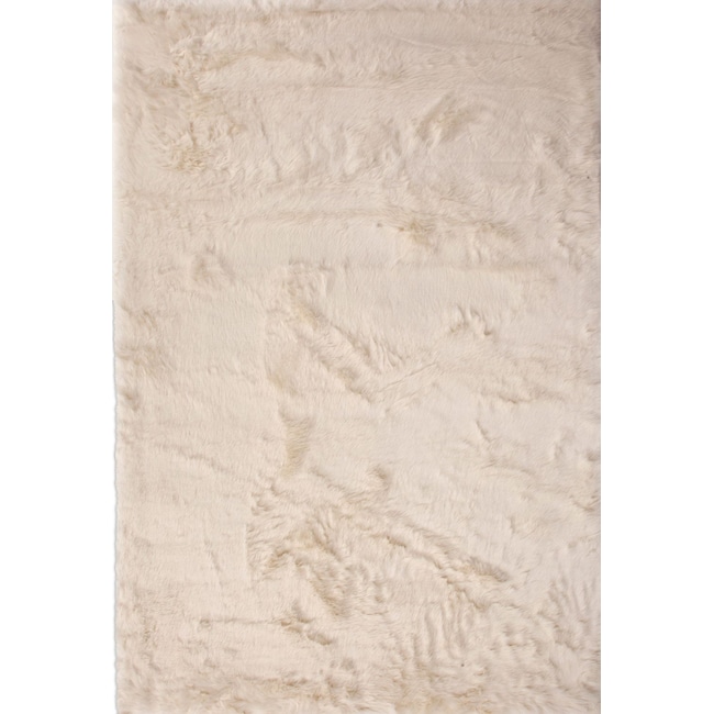 Rugs - Faux Mink Fur Area Rug - Ivory