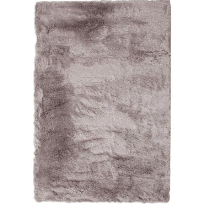 Rugs - Faux Mink Fur Area Rug - Silver
