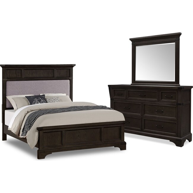 Bedroom Furniture - Victor 5-Piece Panel Bedroom Set with Dresser and Mirror