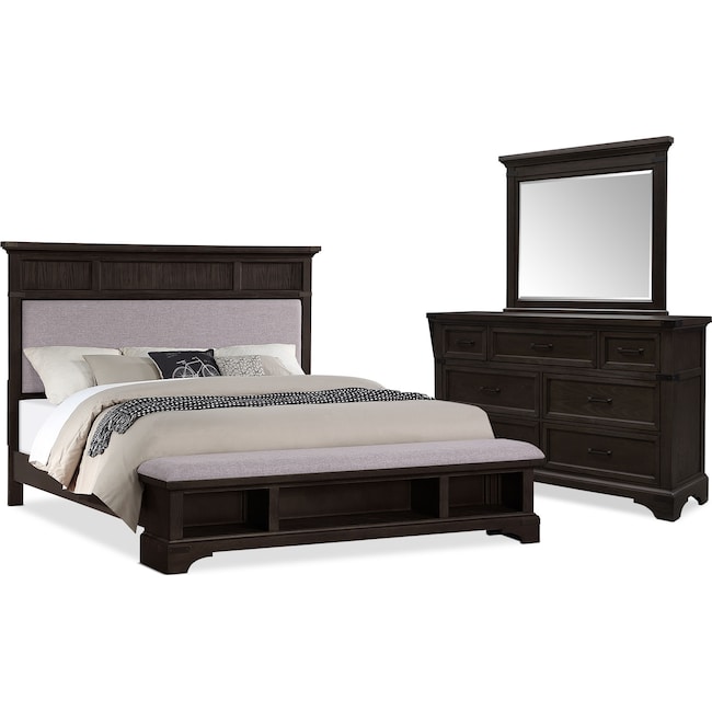 Bedroom Furniture - Victor 5-Piece Storage Bedroom Set with Dresser and Mirror
