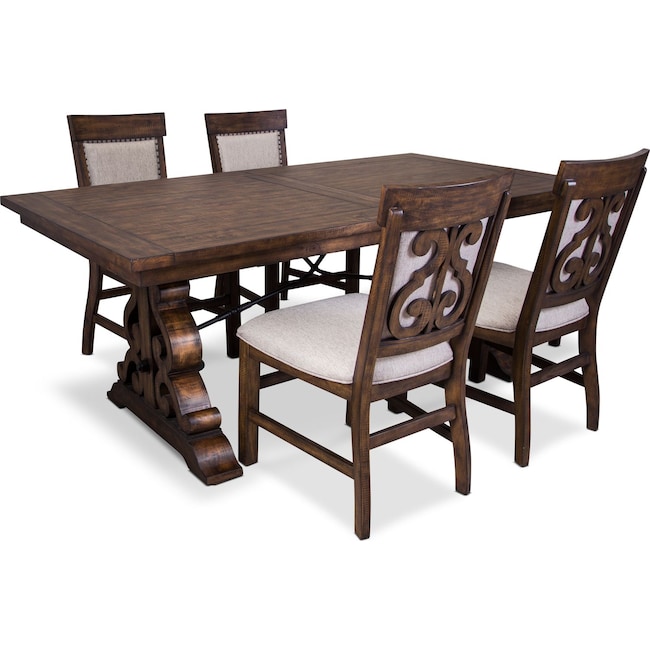 Dining Room Furniture - Charthouse Rectangular Dining Table and 4 Upholstered Side Chairs