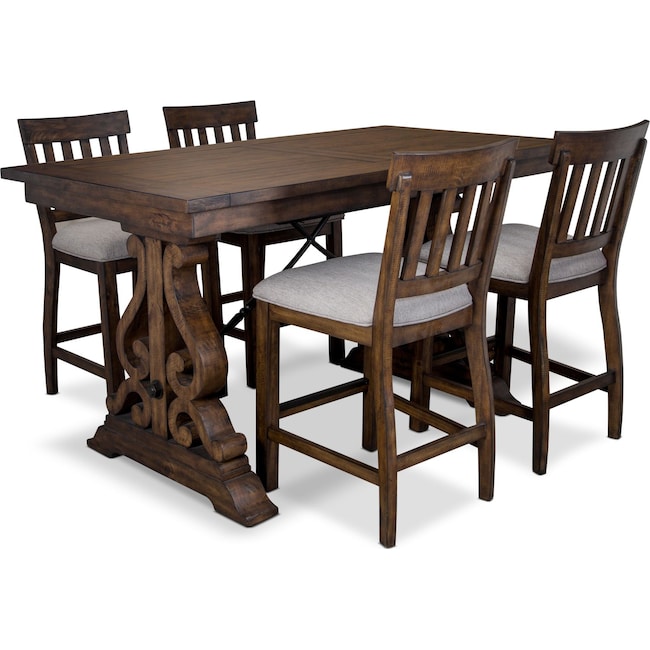 Dining Room Furniture - Charthouse Counter-Height Dining Table and 4 Stools