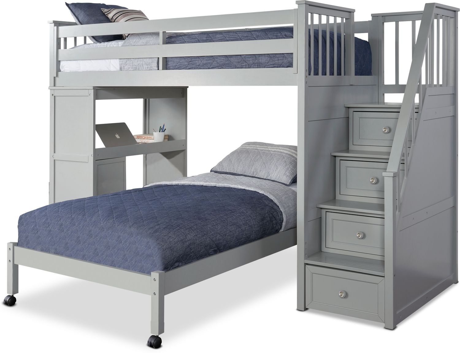 Flynn Loft Bed With Storage Stairs And Desk Value City Furniture