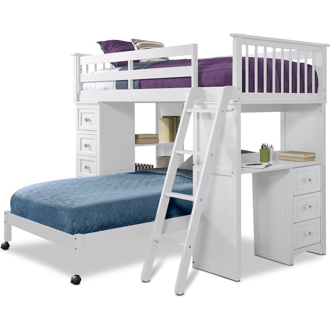 Kids Furniture - Flynn Loft Bed with Desk and Chest