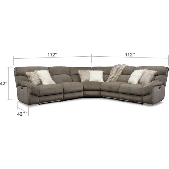Living Room Furniture - Wave 5-Piece Dual-Power Reclining Sectional with 3 Reclining Seats