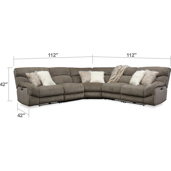 Living Room Furniture - Wave 5-Piece Dual-Power Reclining Sectional with 2 Reclining Seats