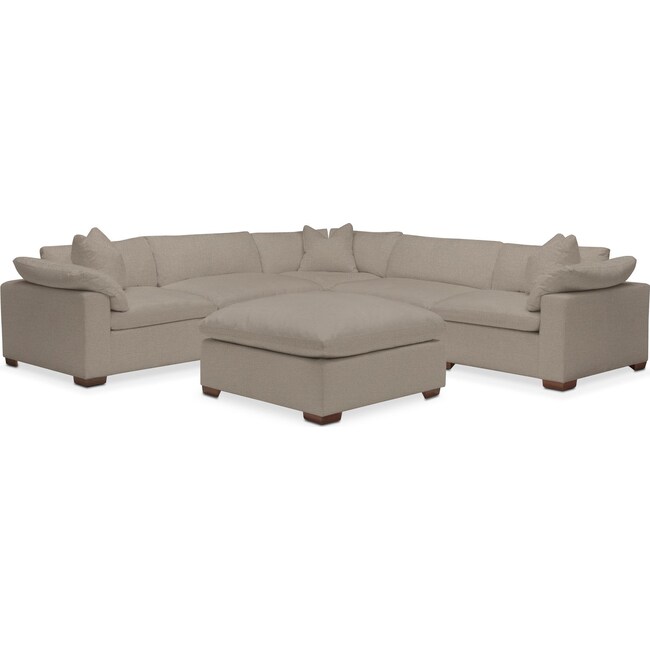 Living Room Furniture - Plush Performance 5-Piece Sectional with Ottoman