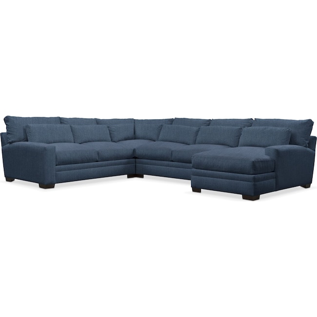 Living Room Furniture - Winston Performance 4-Piece Sectional with Chaise