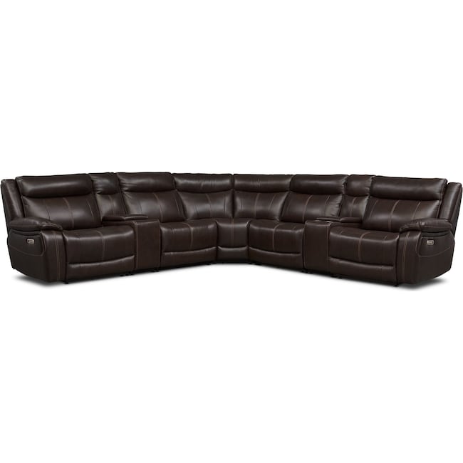 Living Room Furniture - Vince 7-Piece Dual-Power Reclining Sectional with 3 Reclining Seats