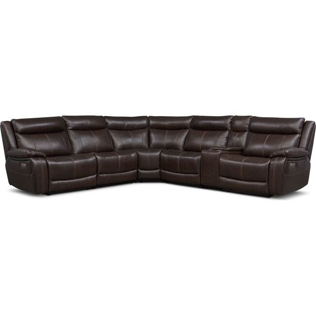 Living Room Furniture - Vince 6-Piece Dual-Power Reclining Sectional with 3 Reclining Seats
