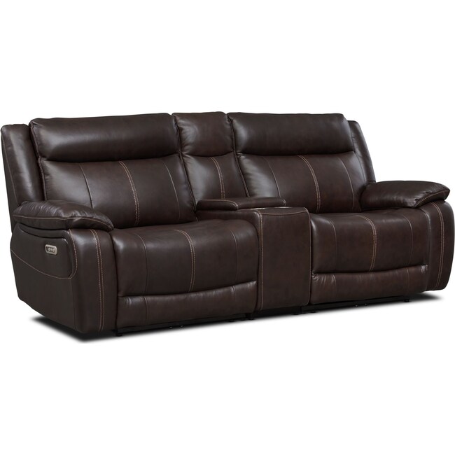 Living Room Furniture - Vince 3-Piece Dual-Power Reclining Sofa with Console