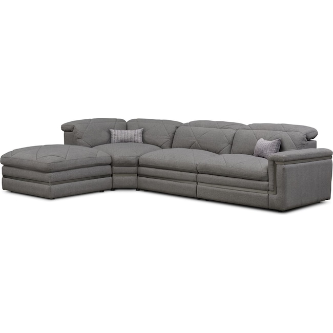 Living Room Furniture - Revel 3-Piece Dual-Power Reclining Sectional with Ottoman and 1 Reclining Seat