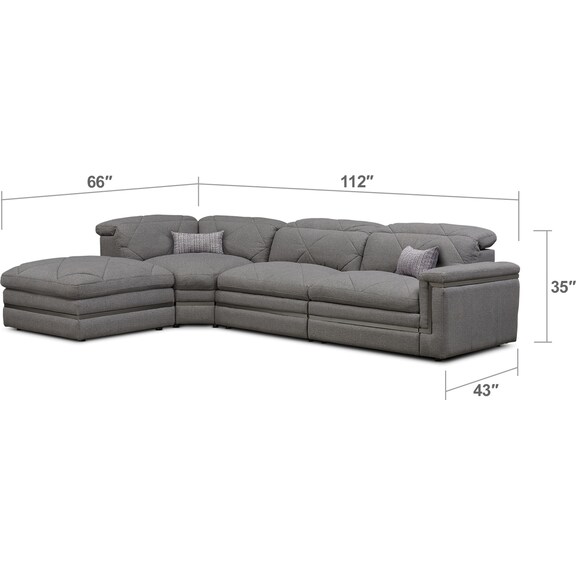 Living Room Furniture - Revel 3-Piece Dual-Power Reclining Sectional with Ottoman and 1 Reclining Seat