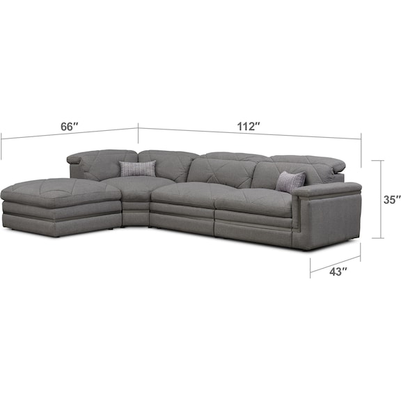 Living Room Furniture - Revel 3-Piece Dual-Power Reclining Sectional with Ottoman and 2 Reclining Seats