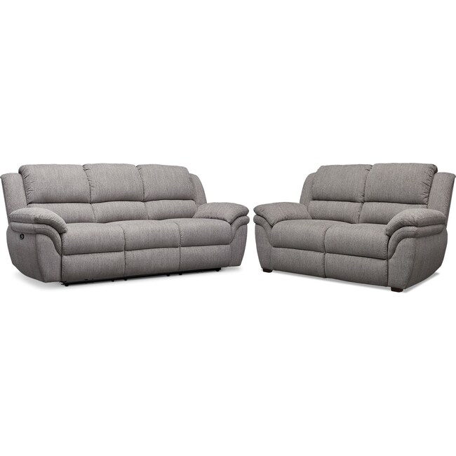 Living Room Furniture - Aldo Power Reclining Sofa and Stationary Loveseat Set