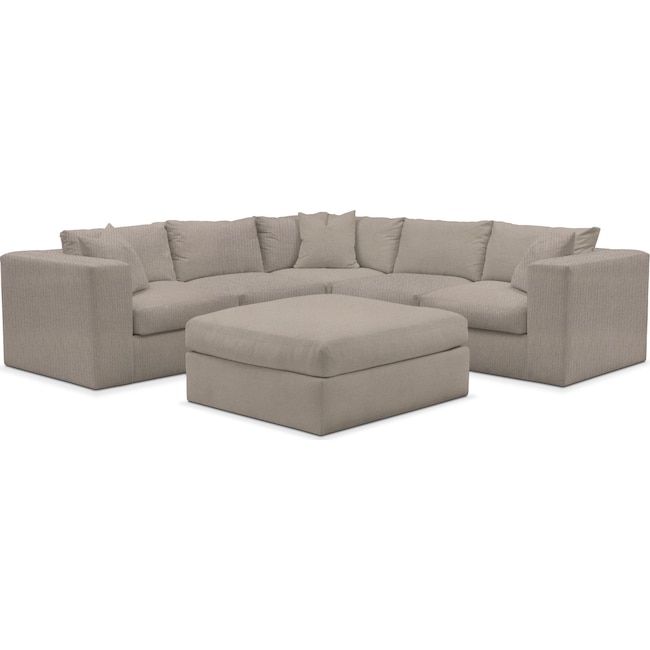 Living Room Furniture - Collin 5-Piece Sectional with Ottoman