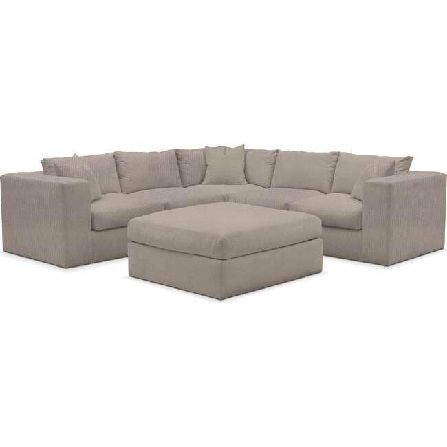 Living Room Furniture - Collin 5-Piece Sectional with Ottoman