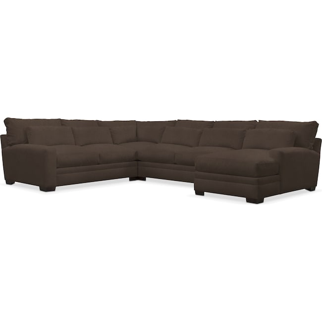 Living Room Furniture - Winston 4-Piece Sectional with Chaise