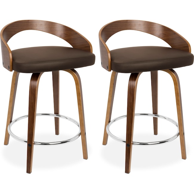 Dining Room Furniture - Finn Set of 2 Counter-Height Stools - Brown