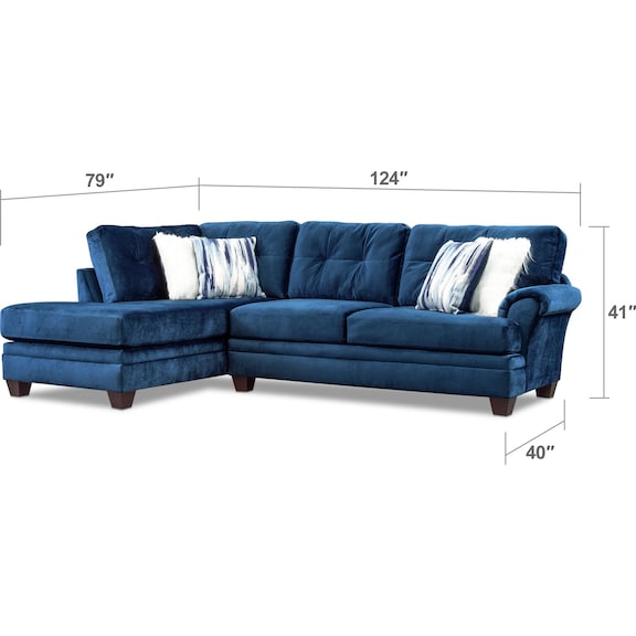 Living Room Furniture - Cordelle 2-Piece Sectional with Chaise, Faux Fur Pillows + FREE OTTOMAN