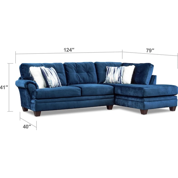Living Room Furniture - Cordelle 2-Piece Sectional with Chaise and Ottoman
