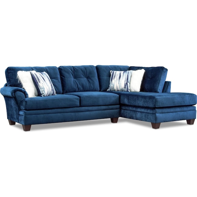 Living Room Furniture - Cordelle 2-Piece Sectional with Chaise and Faux Fur Pillows