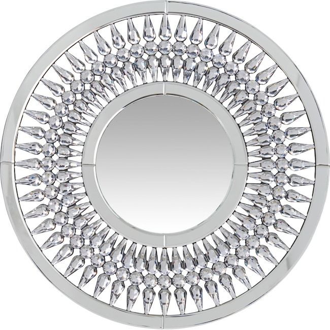 Home Accessories - Round Crystal Spoke Wall Mirror