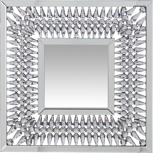 Home Accessories - Square Crystal Spoke Wall Mirror