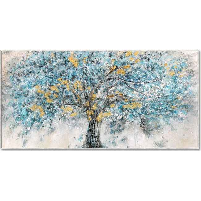 Home Accessories - Blue and Gold Tree Wall Art