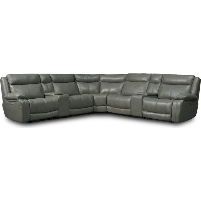 Living Room Furniture - Vince 7-Piece Dual-Power Reclining Sectional with 3 Reclining Seats