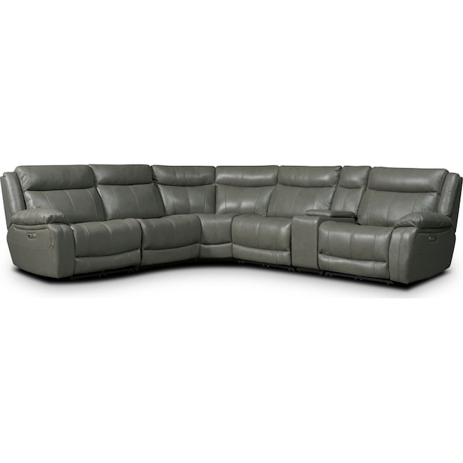 Living Room Furniture - Vince 6-Piece Dual-Power Reclining Sectional with 3 Reclining Seats