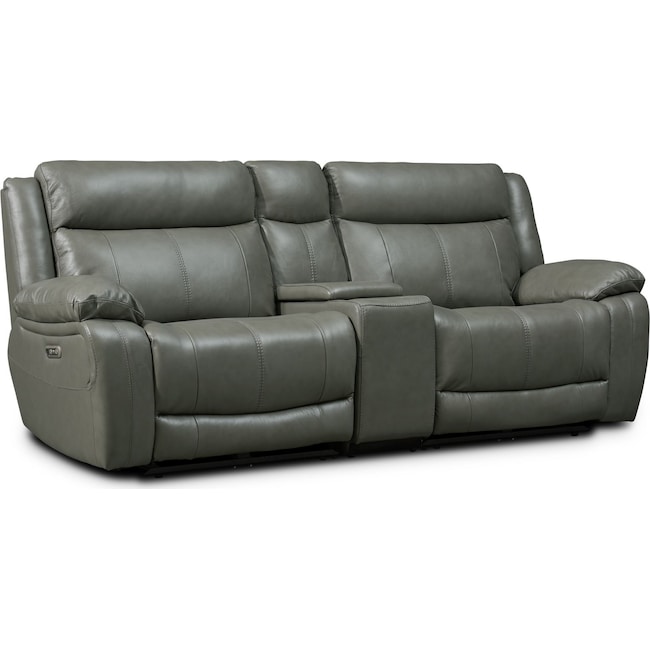 Living Room Furniture - Vince 3-Piece Dual-Power Reclining Sofa with Console