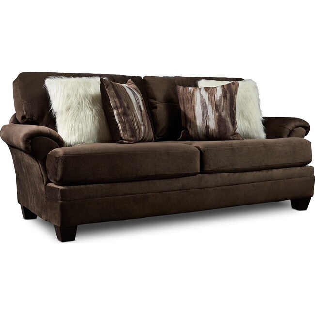 Living Room Furniture - Cordelle Sofa with Faux Fur Pillows