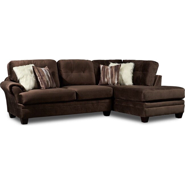 Living Room Furniture - Cordelle 2-Piece Sectional with Chaise and Faux Fur Pillows