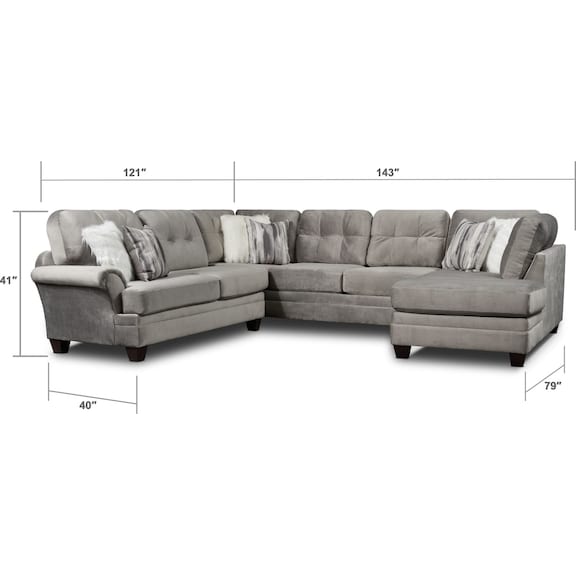 Living Room Furniture - Cordelle 3-Piece Sectional and Swivel Chair Set with Faux Fur Pillows