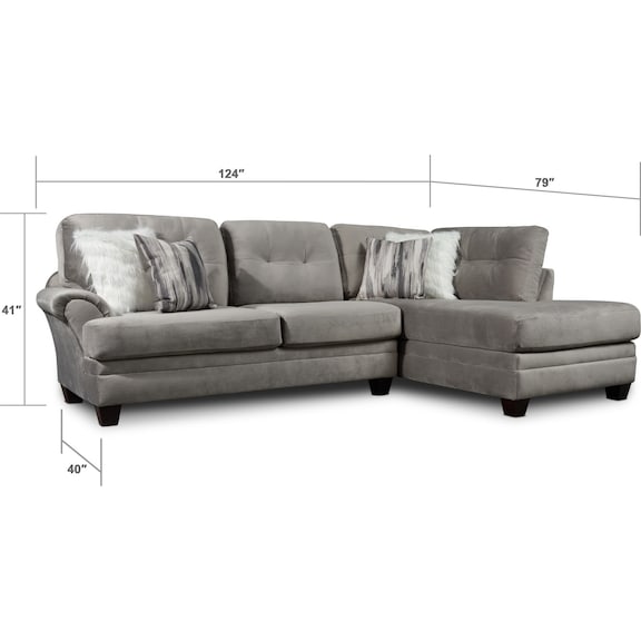 Living Room Furniture - Cordelle 2-Piece Sectional with Accent Pillows + FREE OTTOMAN