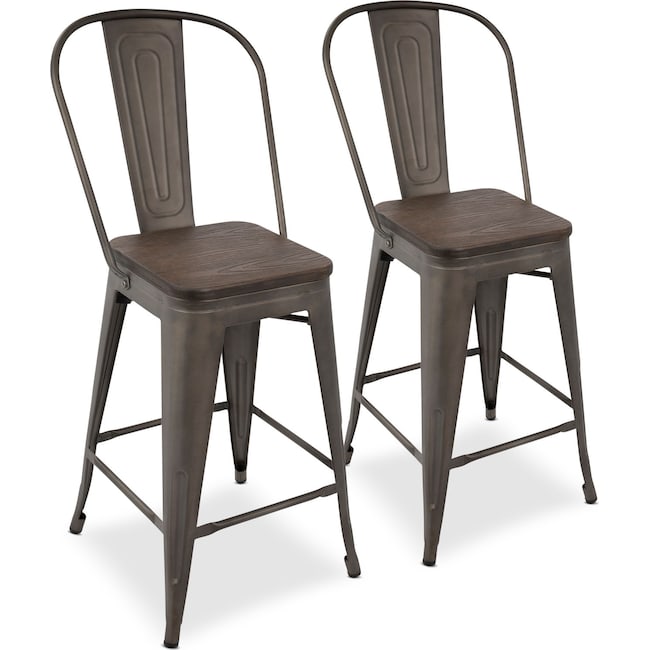 Dining Room Furniture - Dax Set of 2 High Back Counter-Height Stools