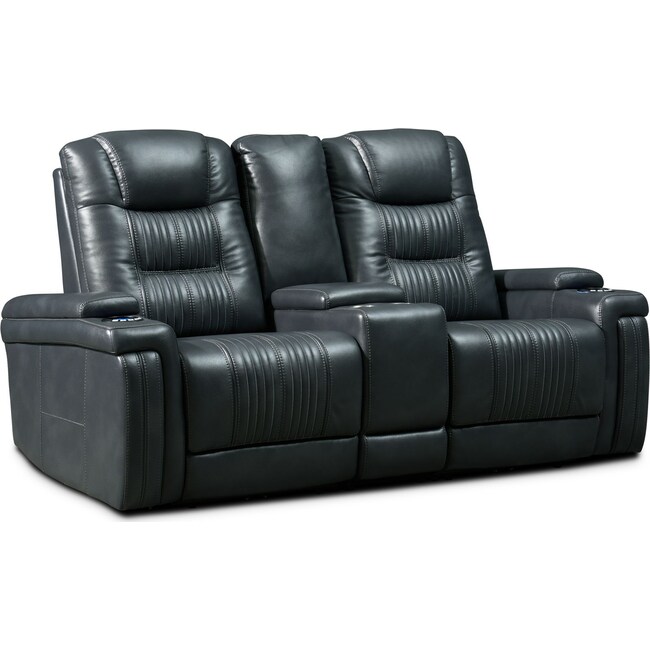 Living Room Furniture - Magnus 3-Piece Triple-Power Reclining Sofa with Console - Gray