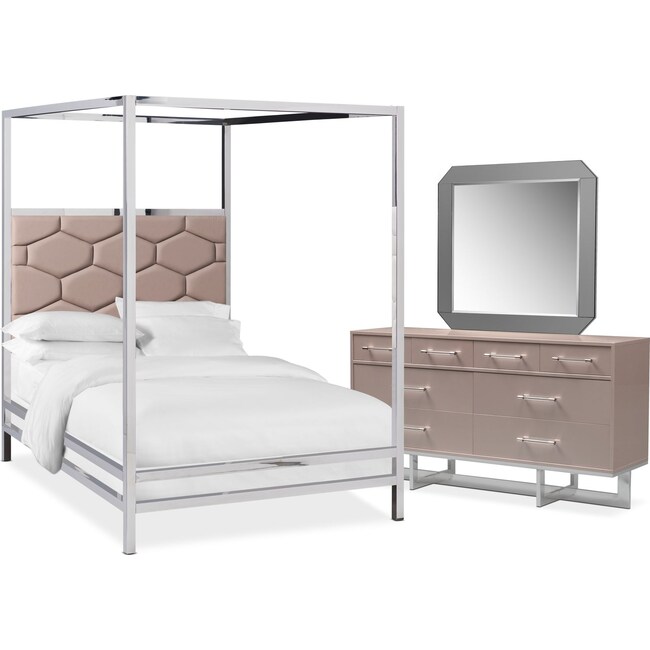Bedroom Furniture - Concerto 5-Piece Canopy Bedroom Set with Dresser and Mirror